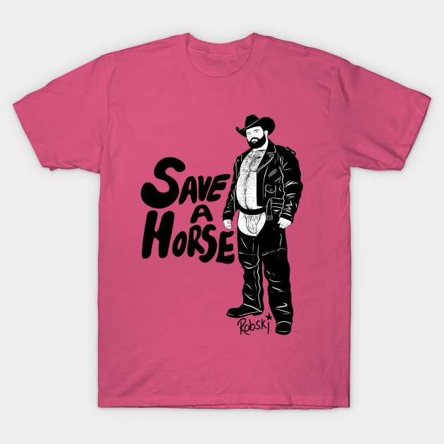 Save a Horse - Black lines T-Shirt by RobskiArt